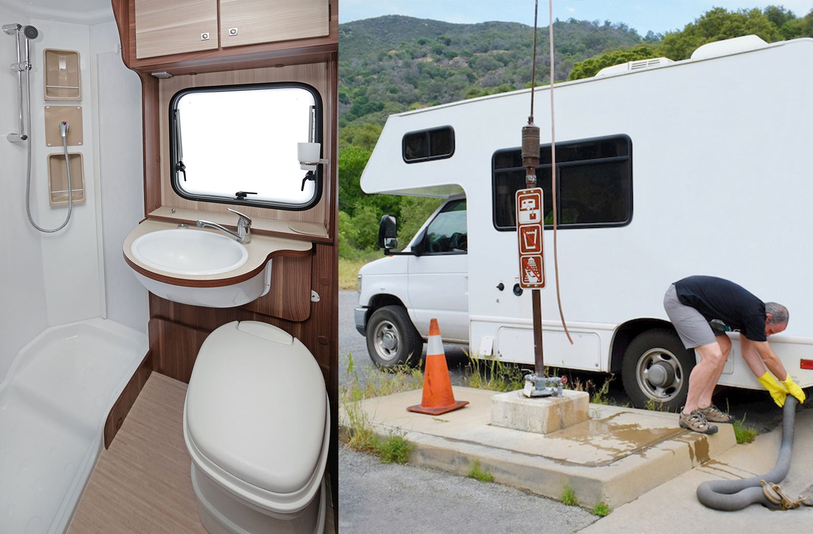 Portable RV/camper toilet and holding tank setup in Hagerstown, Maryland